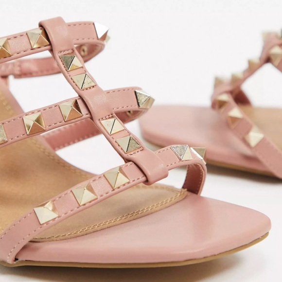 ASOS DESIGN Wide Fit Haiti studded blocked heeled sandals size 6 us square toe - Picture 6 of 8